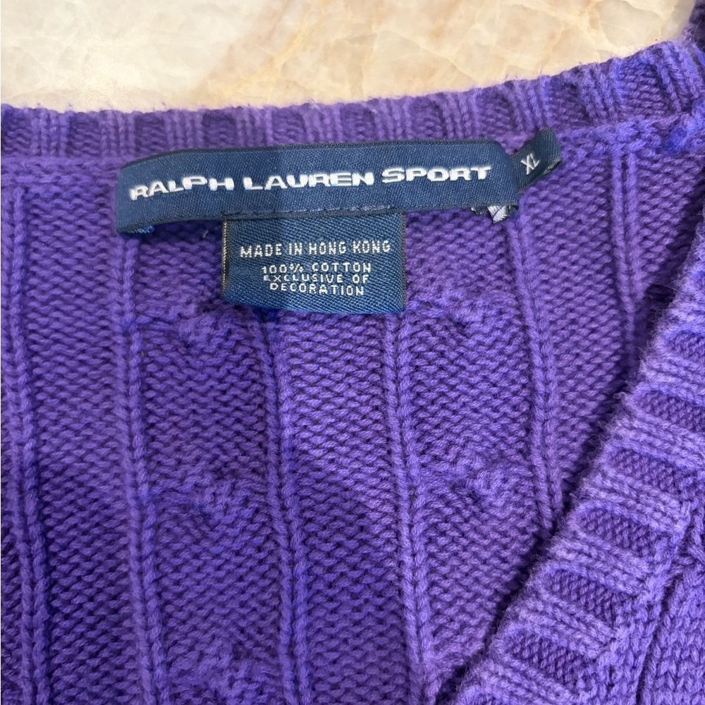 Ralph Lauren Sport Purple Cable Knit Sweater XL - Picture 6 of 6